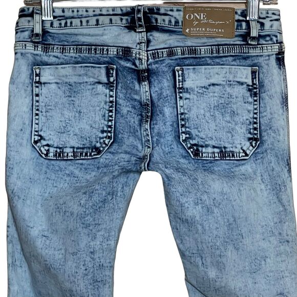 One by One Teaspoon Super Dupers Stretch Jeans Sz 24 Low Rise Frayed Button Fly - Picture 5 of 9